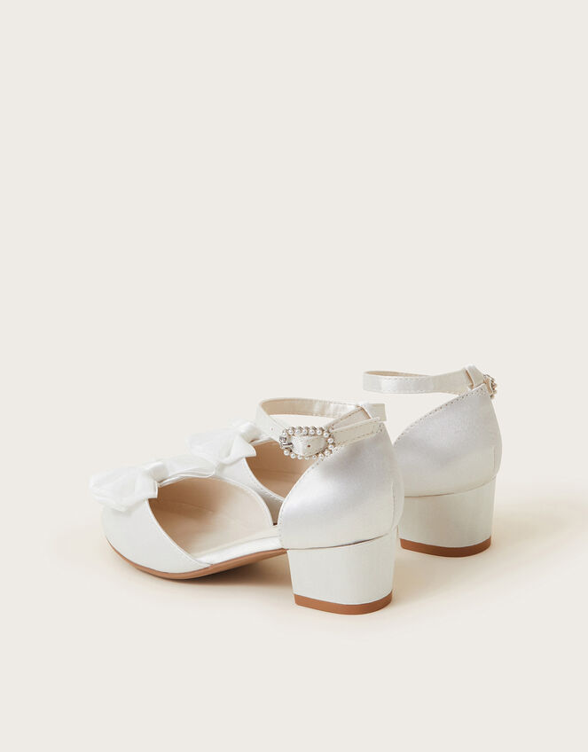Communion Bow Two-Part Satin Heels, White (WHITE), large