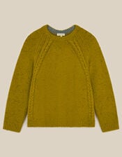 East Ami Cable Knit Jumper, Green (LIME), large