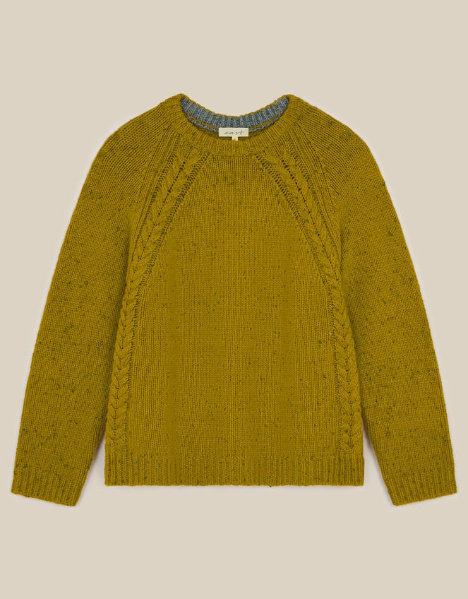 East Ami Cable Knit Jumper, Green (LIME), large