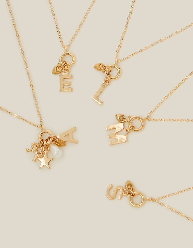 Initial Charm Necklace Set, Gold (GOLD), large