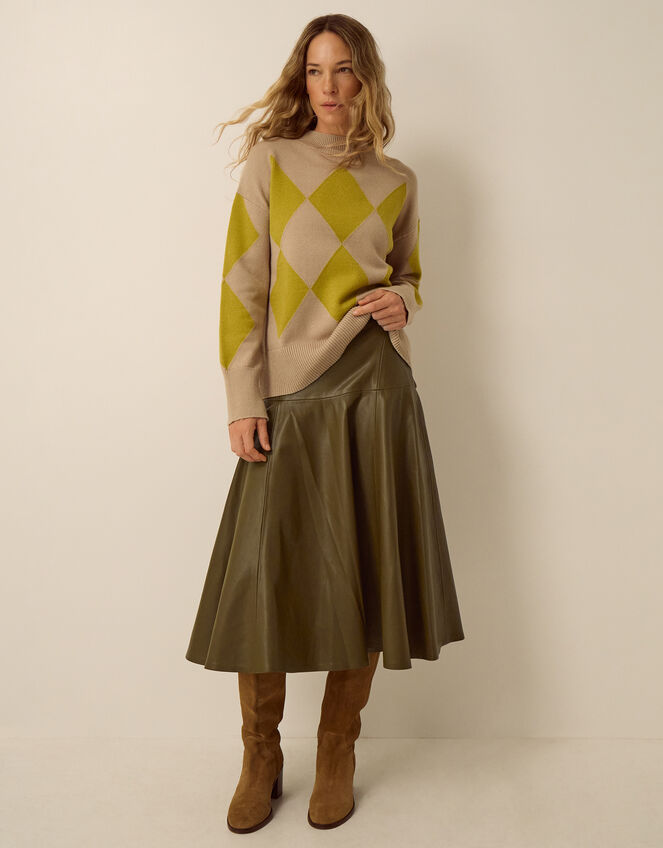 Dianne Faux Leather Midi Skirt, Green (GREEN), large