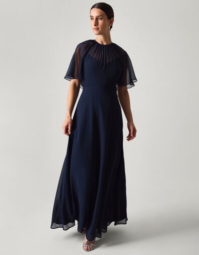 Mona Angel Sleeve Maxi Dress, Blue (NAVY), large