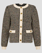 Ness Woven Knit Cardigan, Black (BLACK), large