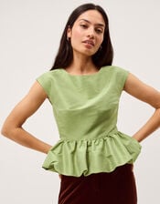 Dahlia Sleeveless Peplum Top, Green (PALE GREEN), large