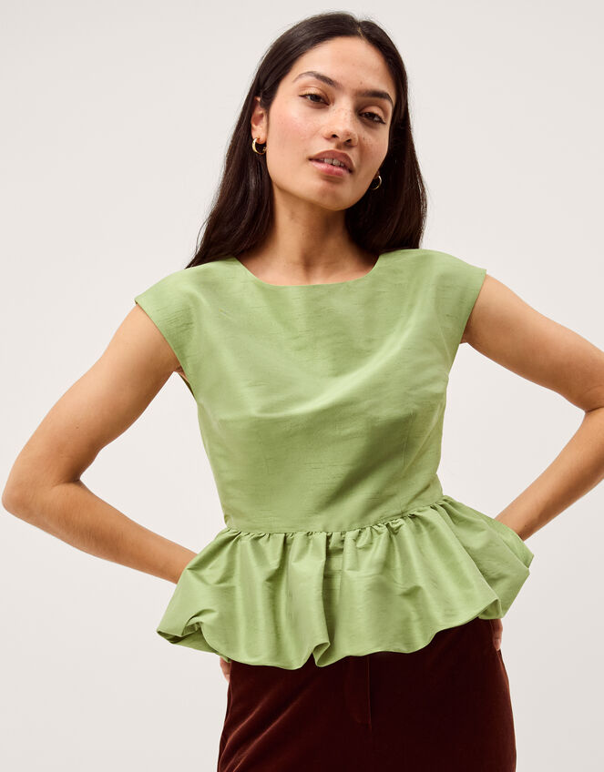 Dahlia Sleeveless Peplum Top, Green (PALE GREEN), large