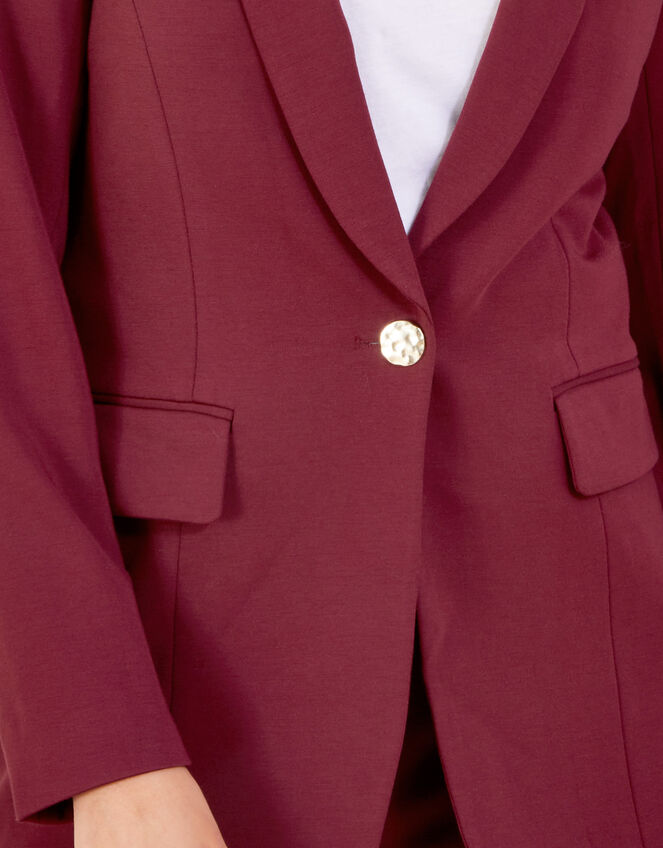 Paige Single-Breasted Ponte Blazer, Red (BERRY), large