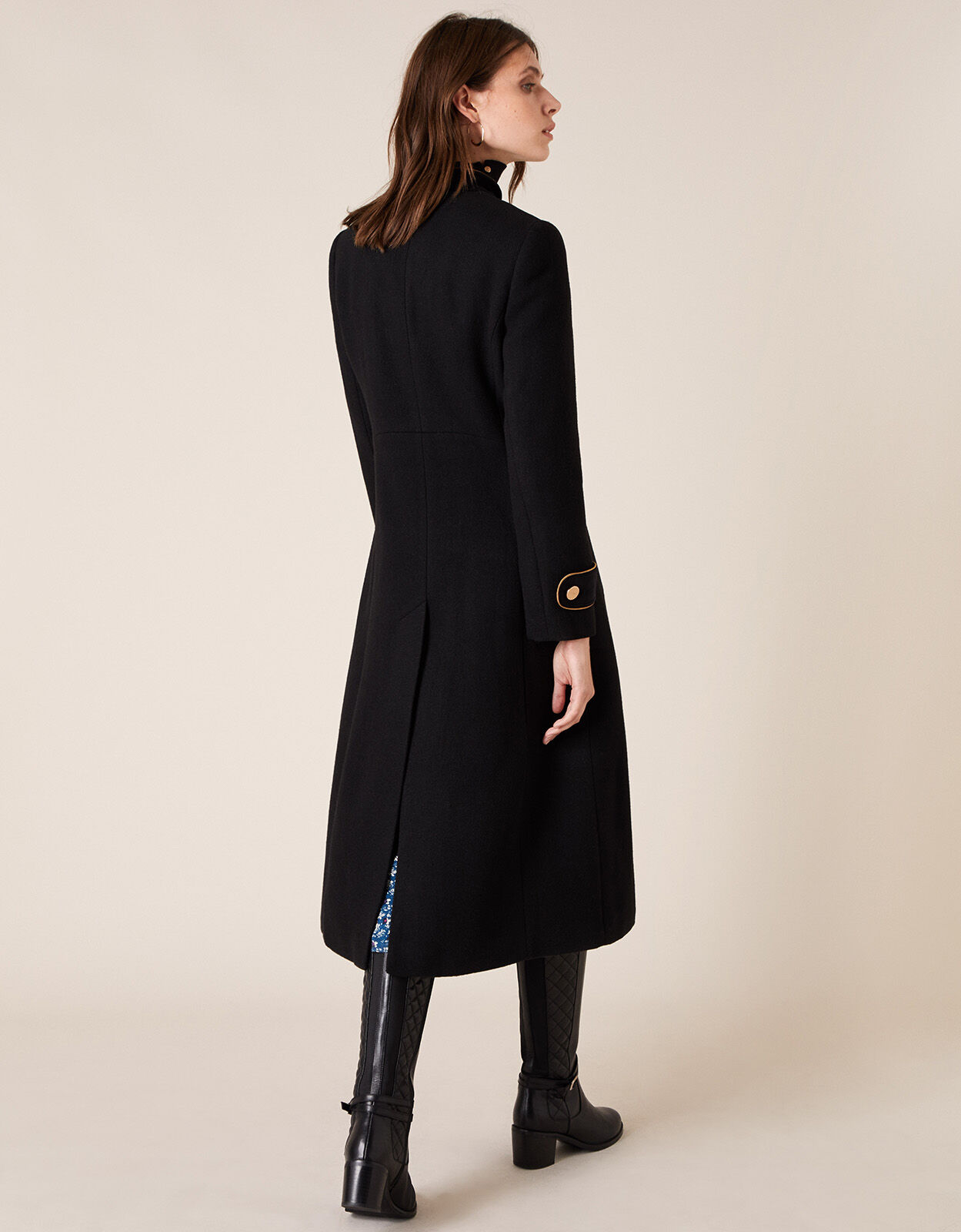 Maddie Military Coat in Wool Blend Black Women s Coats Monsoon UK