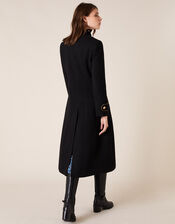 Maddie Military Coat in Wool Blend, Black (BLACK), large