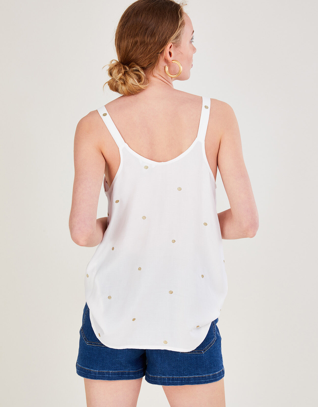 Embroidered Cami Top in LENZING™ ECOVERO™ White | Vests