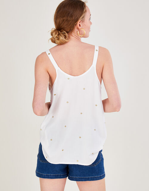 Embroidered Cami Top in LENZING™ ECOVERO™ , White (WHITE), large