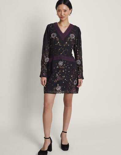 Ariah Embellished Tunic Dress, Black (BLACK), large