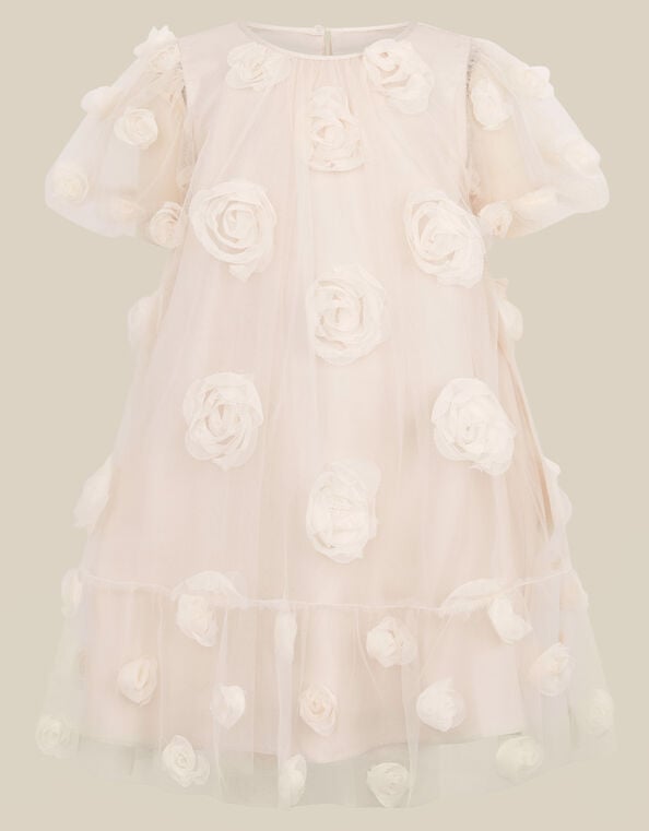 Lily Rose Appliqu&eacute; Mesh Party Dress, White (WARM IVORY), large