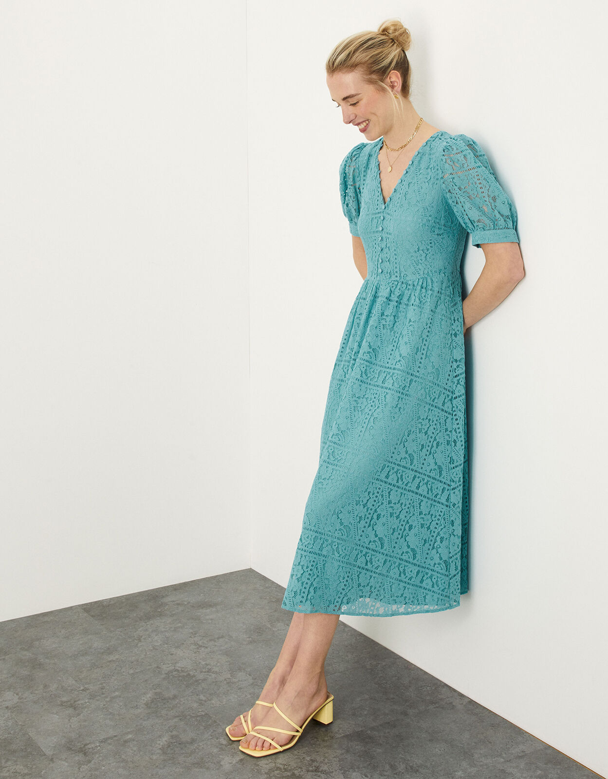 Teal lace dress uk store