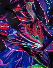 Tropical Print One-Shoulder Playsuit, Black (BLACK), large