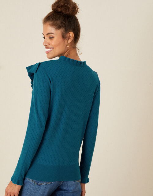 Ronnie Ruffle Lace-Up Jumper, Teal (TEAL), large