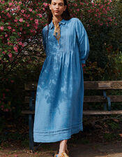 East Liza Linen Shirt Dress Blue, Blue (BLUE), large