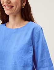 Ingrid Linen Top, Blue (BLUE), large