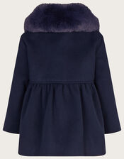 Baby Triple Bow Coat, Blue (NAVY), large