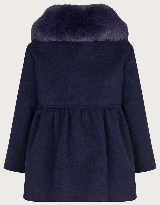 Baby Triple Bow Coat, Blue (NAVY), large