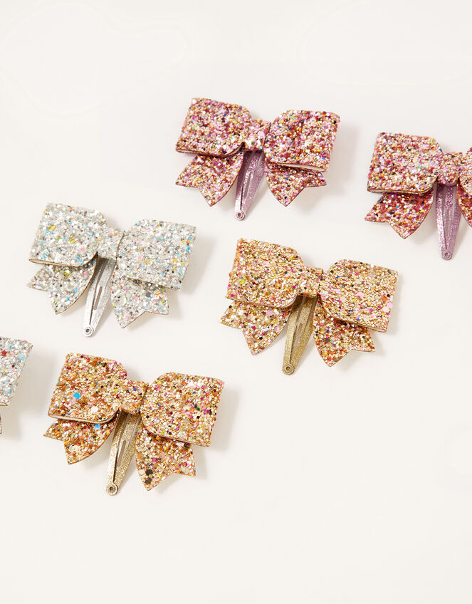 Glitter Bow Hair Clips, , large