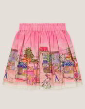 London Scene Print Skirt, Pink (PINK), large