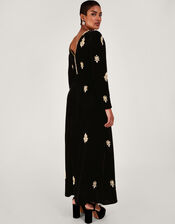 Vanessa Velvet Embellished Dress, Black (BLACK), large