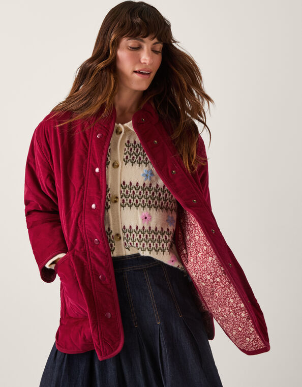 Mandy Corduroy Quilted Jacket, Red (BURGUNDY), large