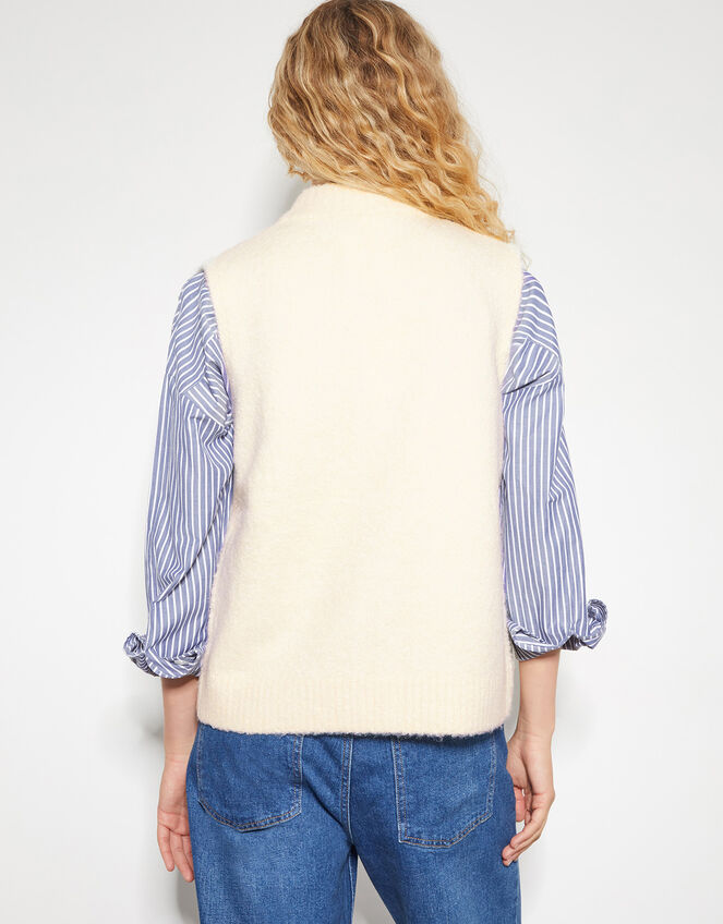Zayn Zip Knit Gilet, Natural (NATURAL), large