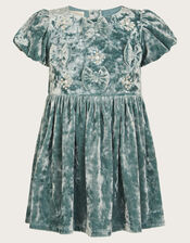 Baby Bow Velvet Dress, Green (GREEN), large