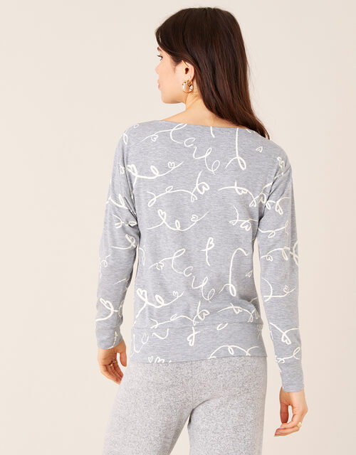 Lisa Love Print Jersey Top , Grey (CHARCOAL), large