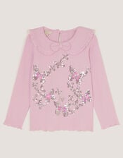 Sequin Butterfly Long Sleeve Top, Purple (LILAC), large