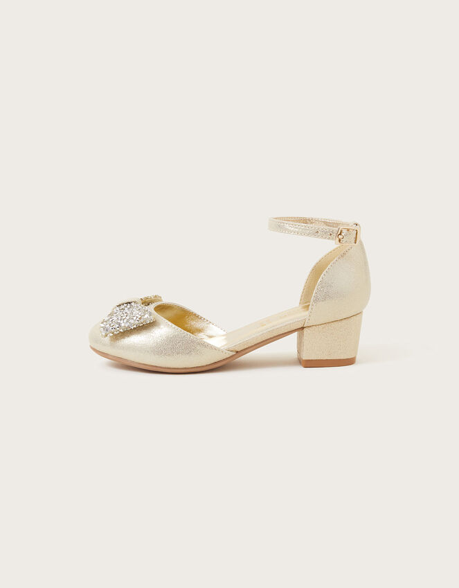 Dazzle Bow Two-Part Heels, Gold (GOLD), large