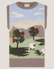 Monsoon x Sarah Corbett-Winder Countryside Knitted Vest, Mink (MINK), large