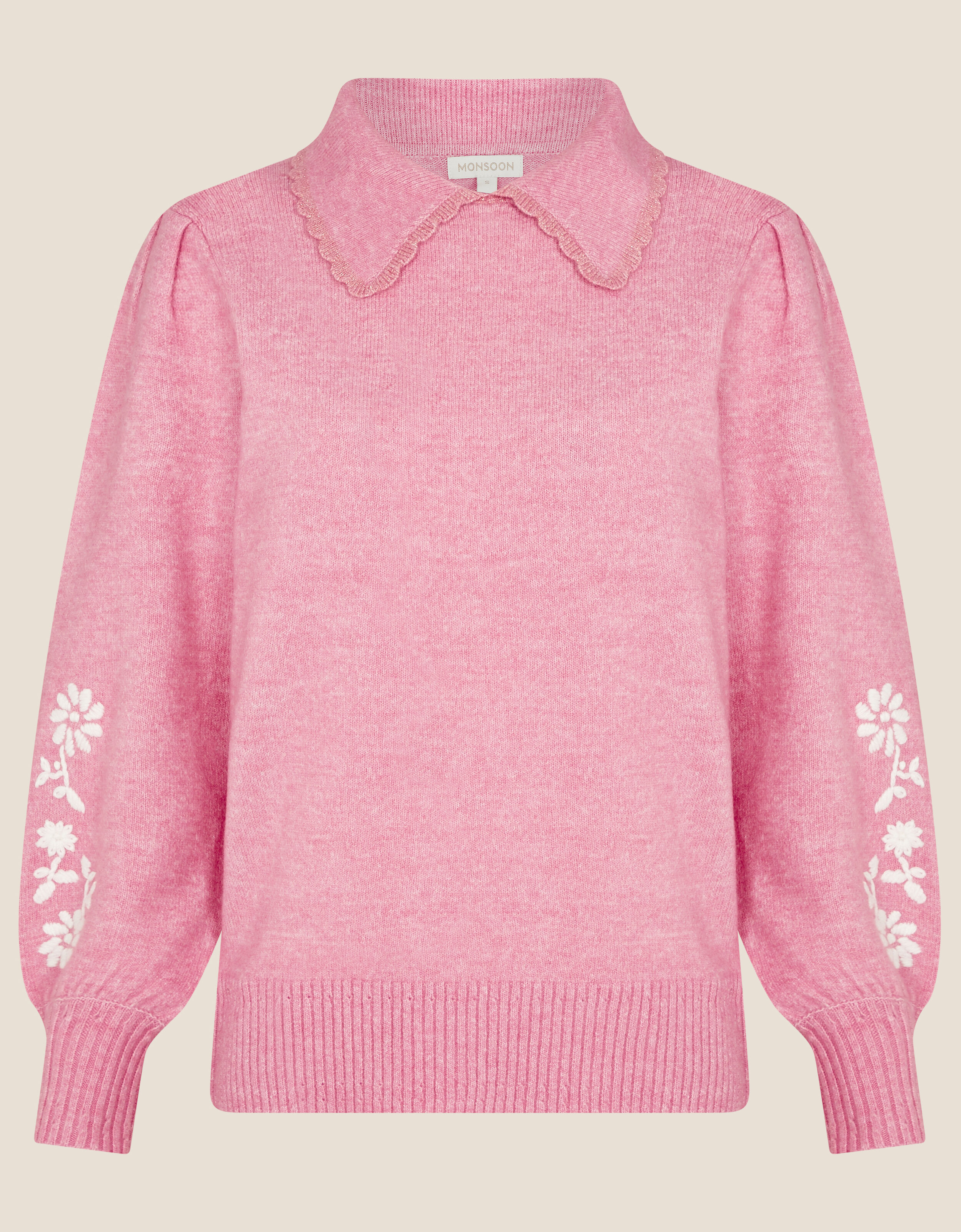 Pink sweater clearance white collar