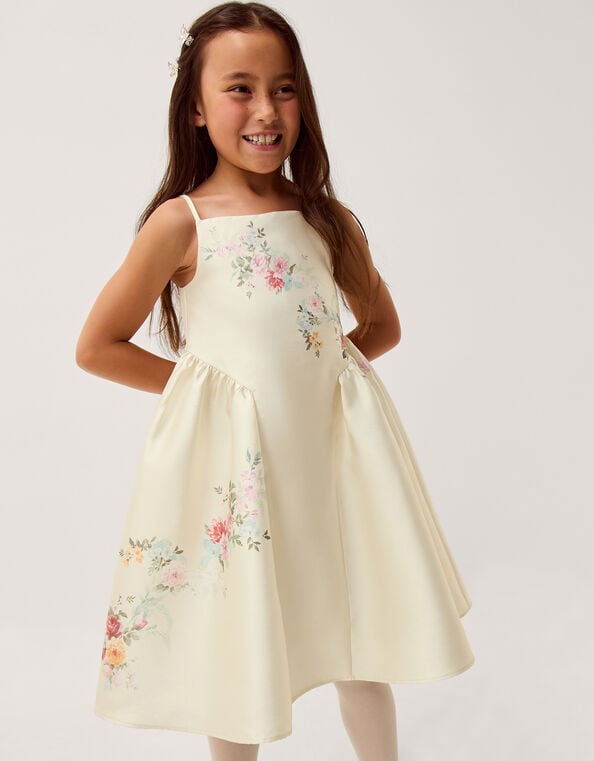 Molly Strappy Floral Party Dress, Ivory (IVORY), large