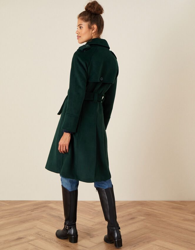 Wren Trench Coat in Wool Blend, Teal (TEAL), large