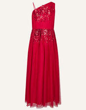 Elish One-Shoulder Prom Dress, Red (RED), large
