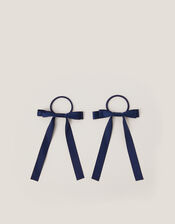 2-Pack Ribbon Bow School Hair Bands, Blue (NAVY), large