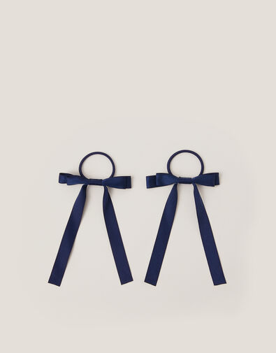 2-Pack Ribbon Bow School Hair Bands, Blue (NAVY), large