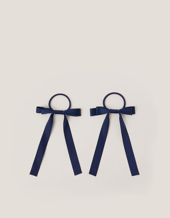 2-Pack Ribbon Bow School Hair Bands, Blue (NAVY), large