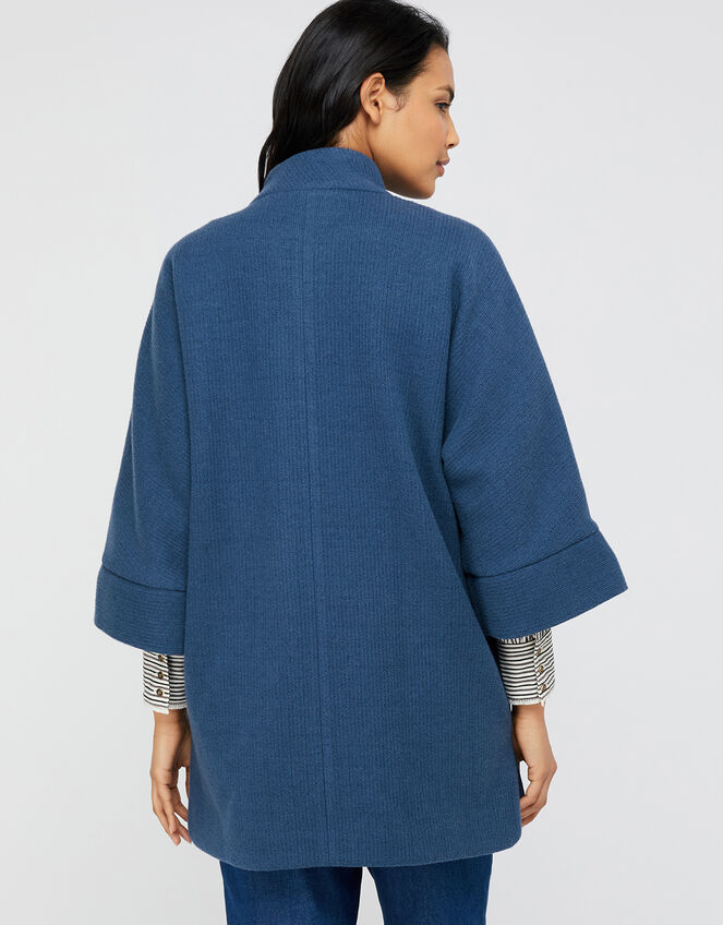 Mona Military Knitted Cape Coat, Blue (BLUE), large
