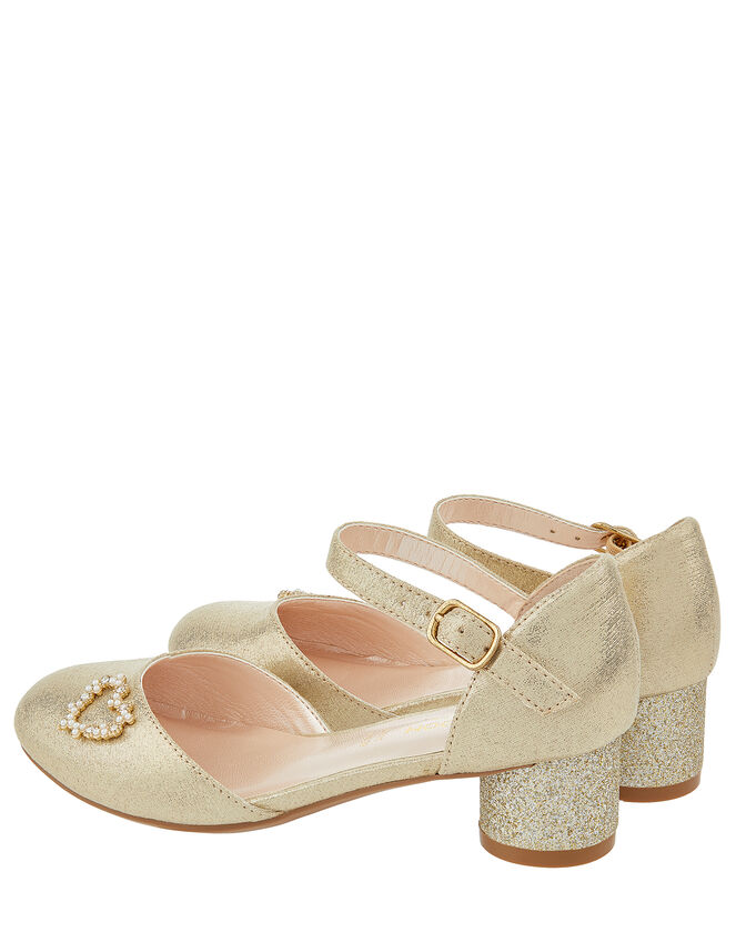 Hallie Gold Heart Charm Shoe, Gold (GOLD), large