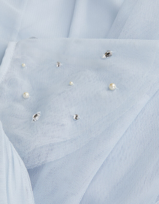 Theodora Tulle Diamante Sleeve Dress, Blue (BLUE), large