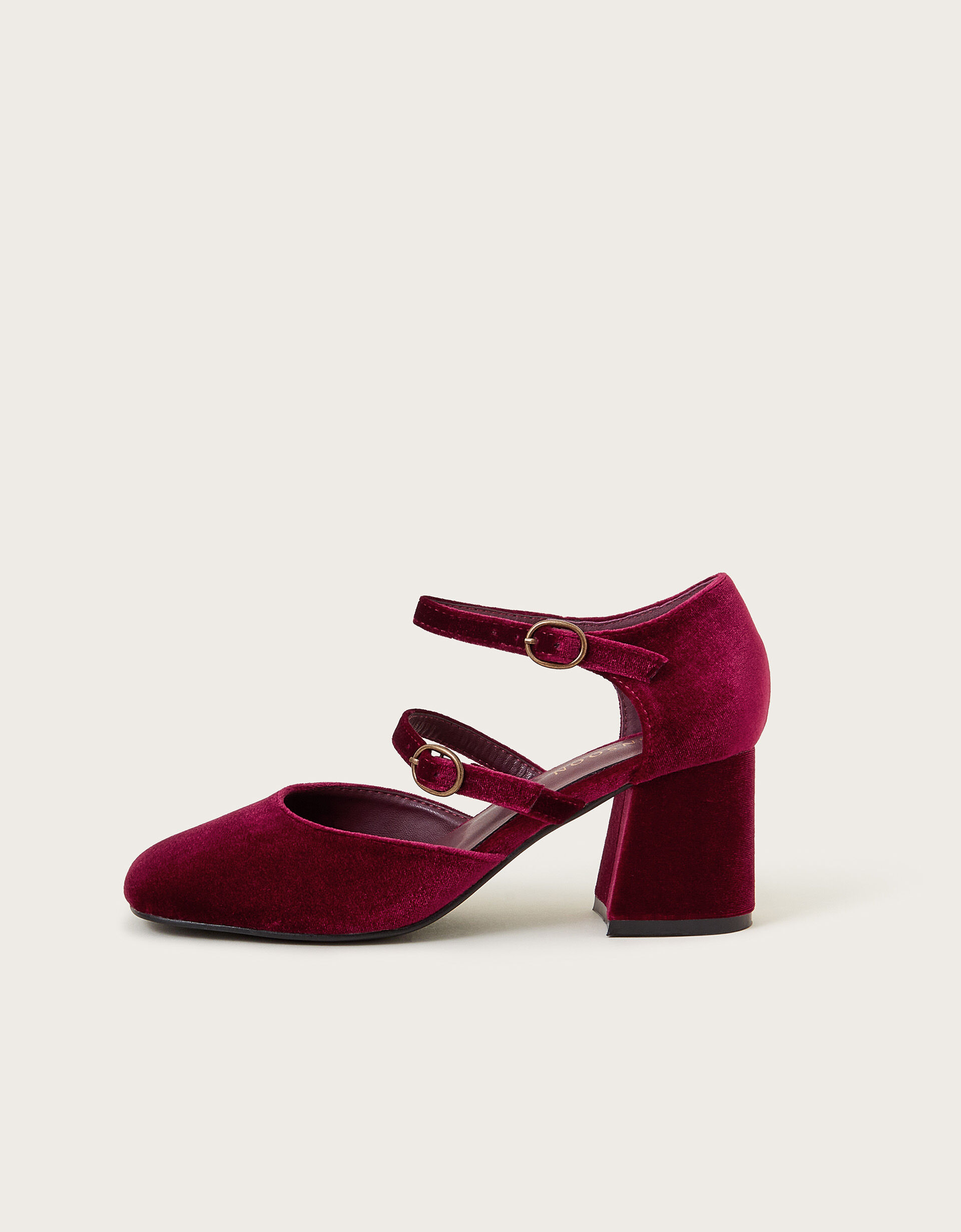 Ruth Velvet Mary Jane Heels Red Women s Shoes Monsoon UK