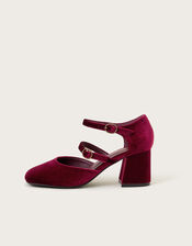 Ruth Velvet Mary Jane Heels, Red (BURGUNDY), large
