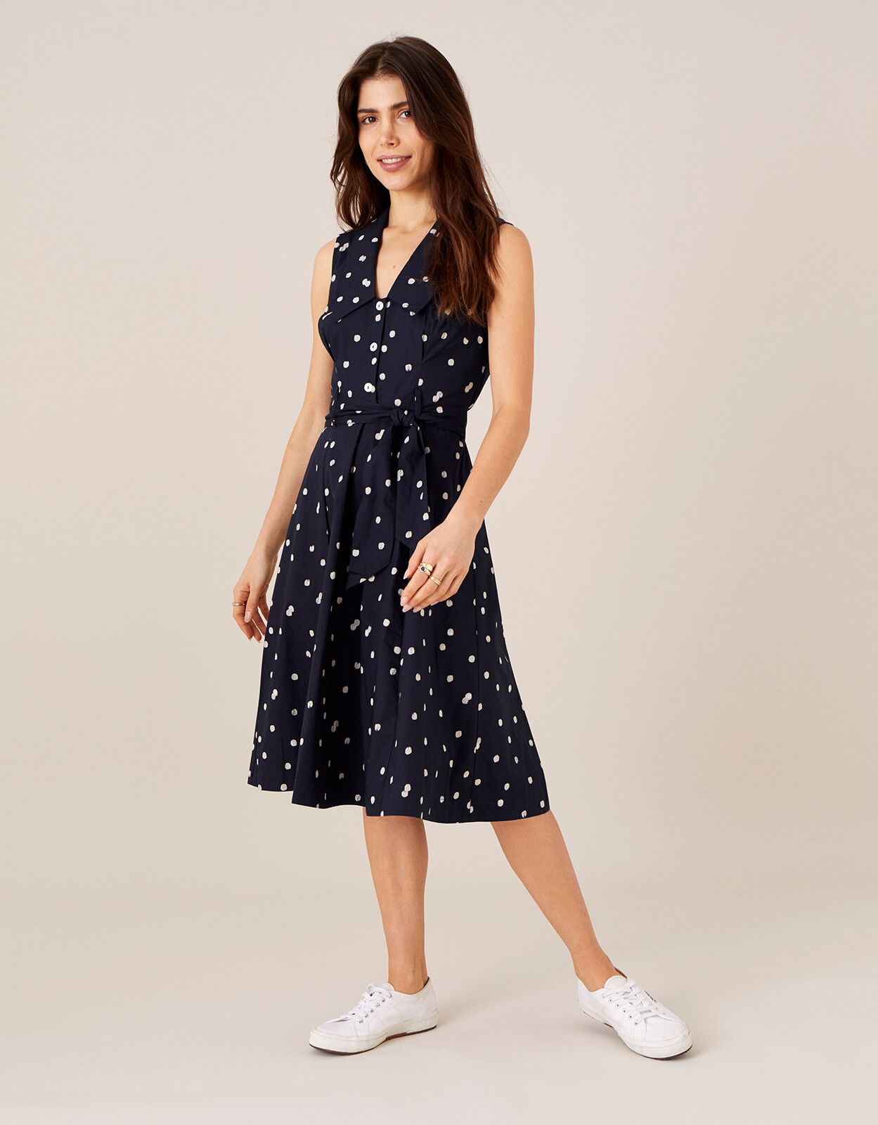 Monsoon blue polka dot dress 2025