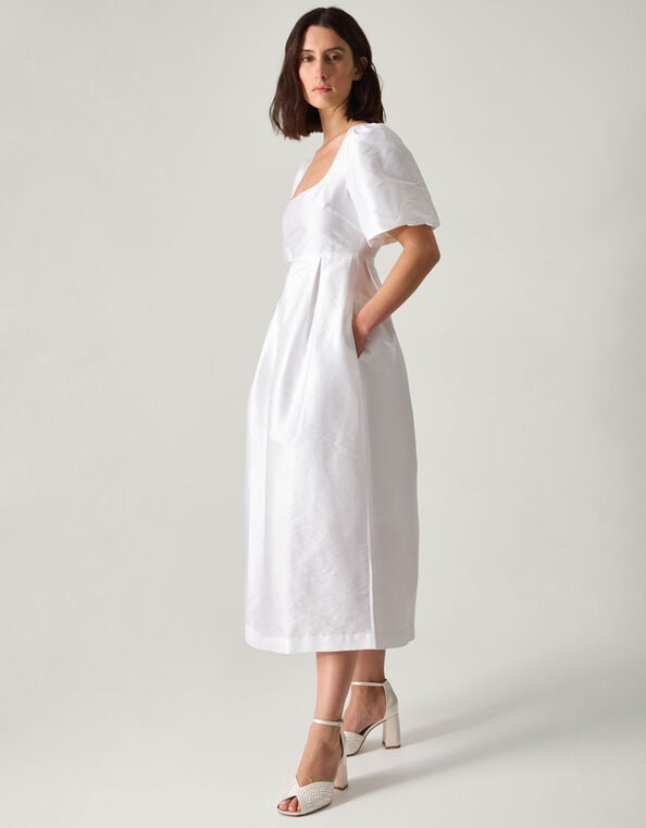 Sloane Short Sleeve Midi Wedding Dress, Ivory (IVORY), large