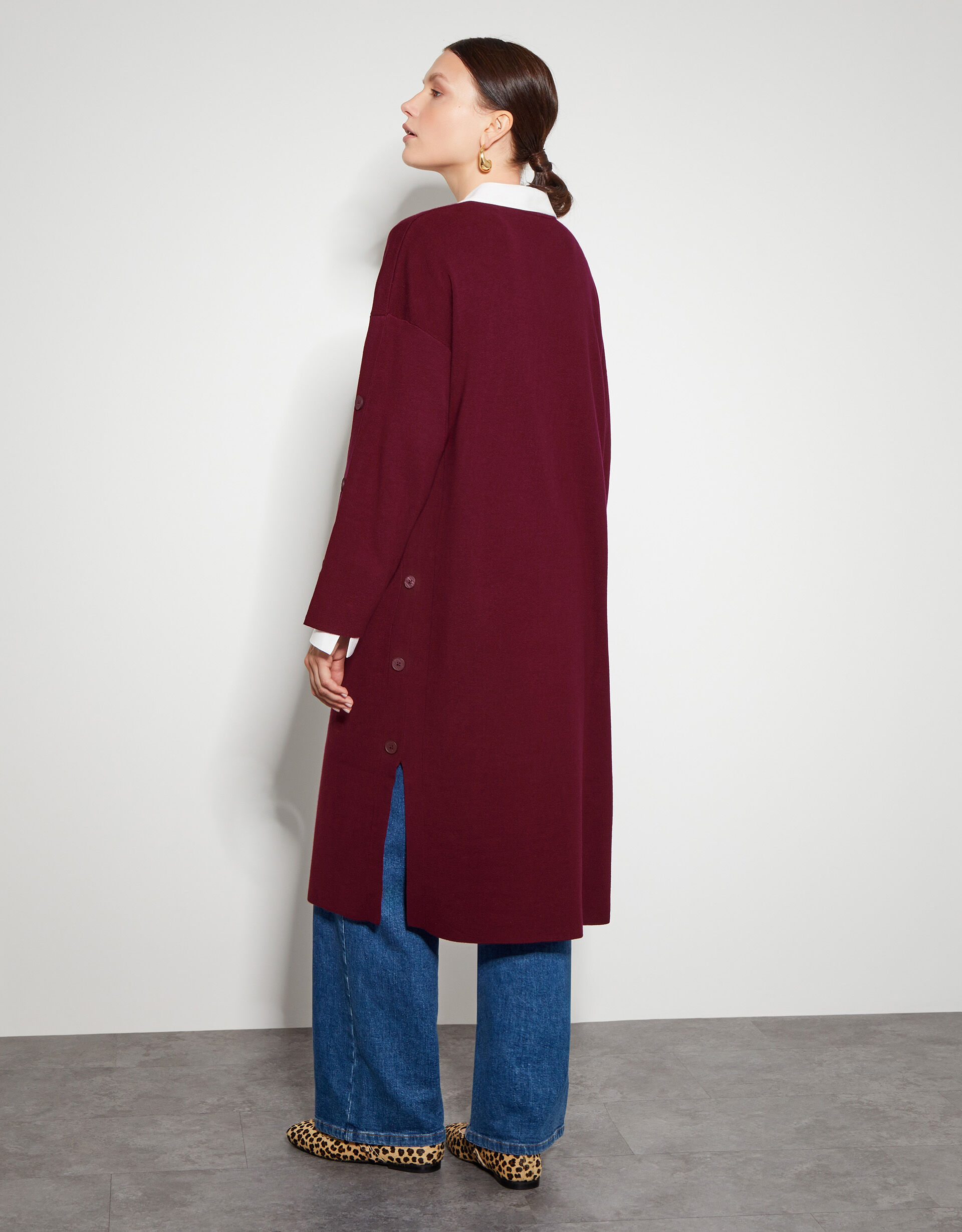 Longline cardigan with buttons shop