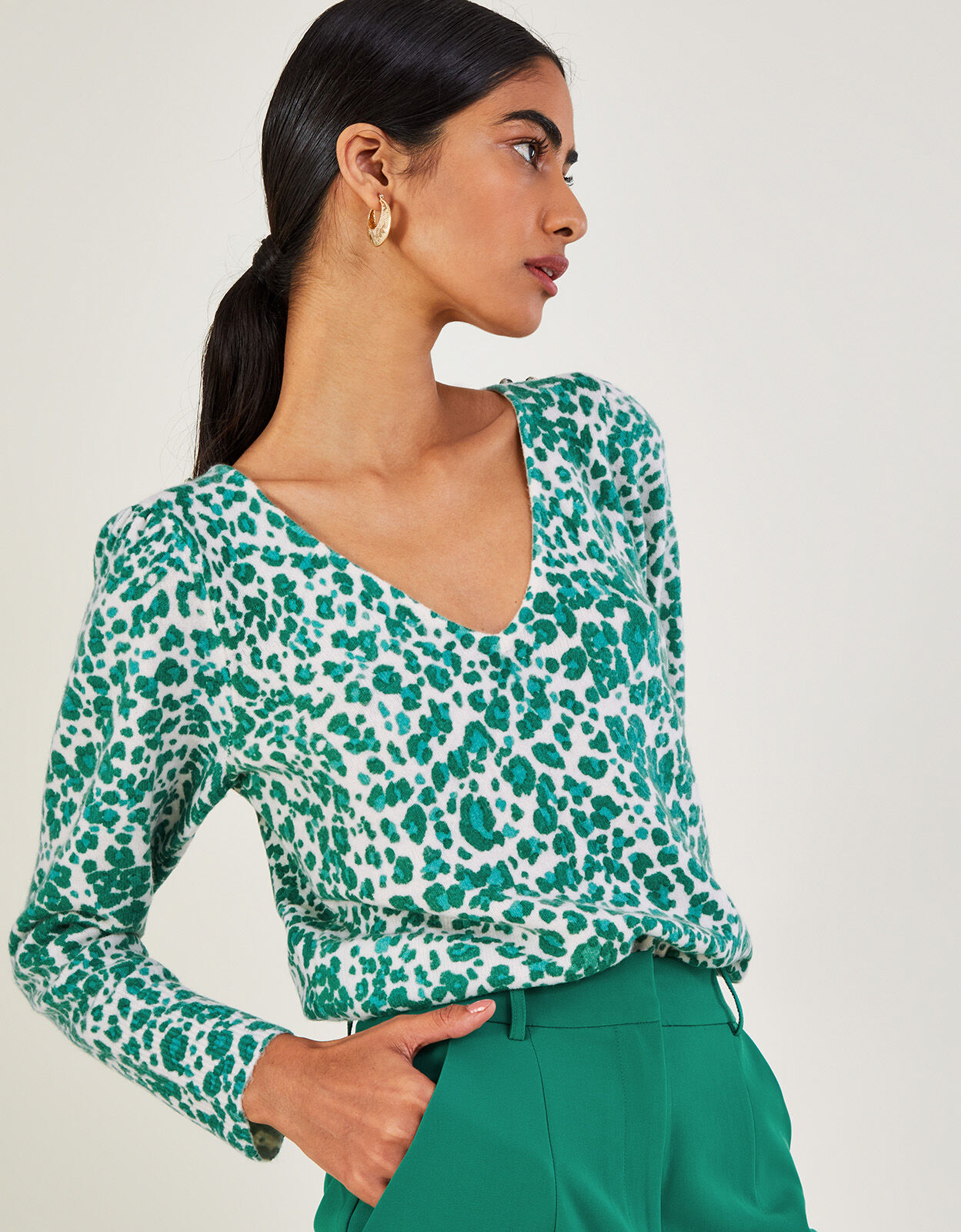 V neck hotsell animal print jumper