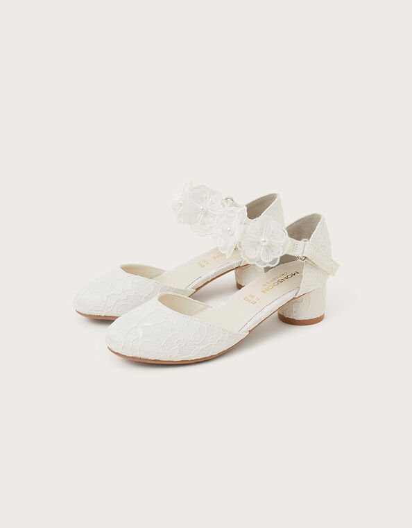 Lace Two-Part Heels, Ivory (IVORY), large